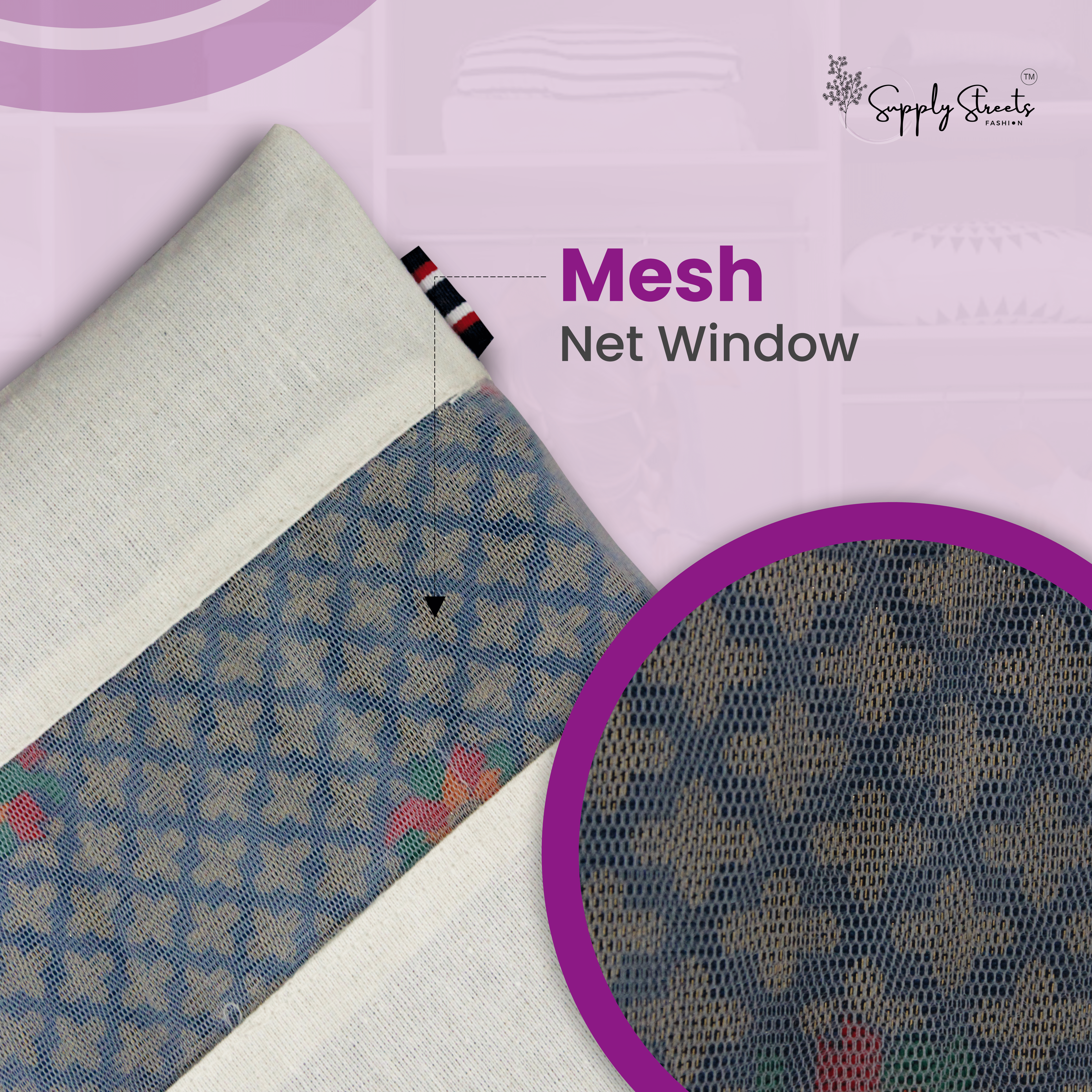 Supply Street Cotton Saree Cover with ZIP - 16.5×14.5 Inches