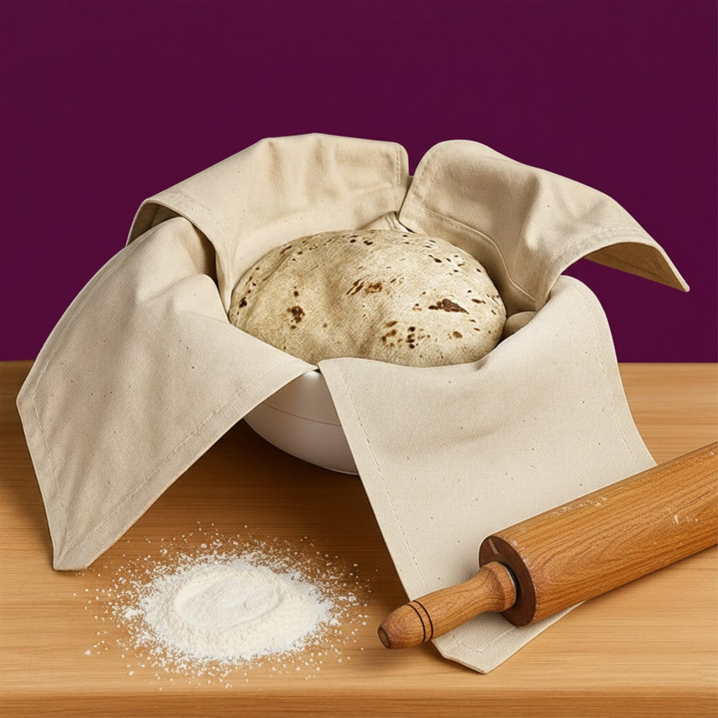 SUPPLY STREETS Premium 100% Cotton Roti Cover for Kitchen | Washable Chapati Paratha Storage Cover | Soft & Breathable Fabric single 9x7 inches pack of 2 pcs