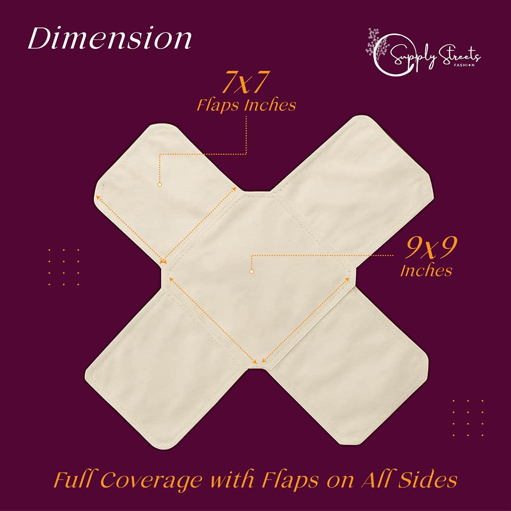SUPPLY STREETS Premium 100% Cotton Roti Cover for Kitchen | Washable Chapati Paratha Storage Cover | Soft & Breathable Fabric single 9x7 inches pack of 2 pcs