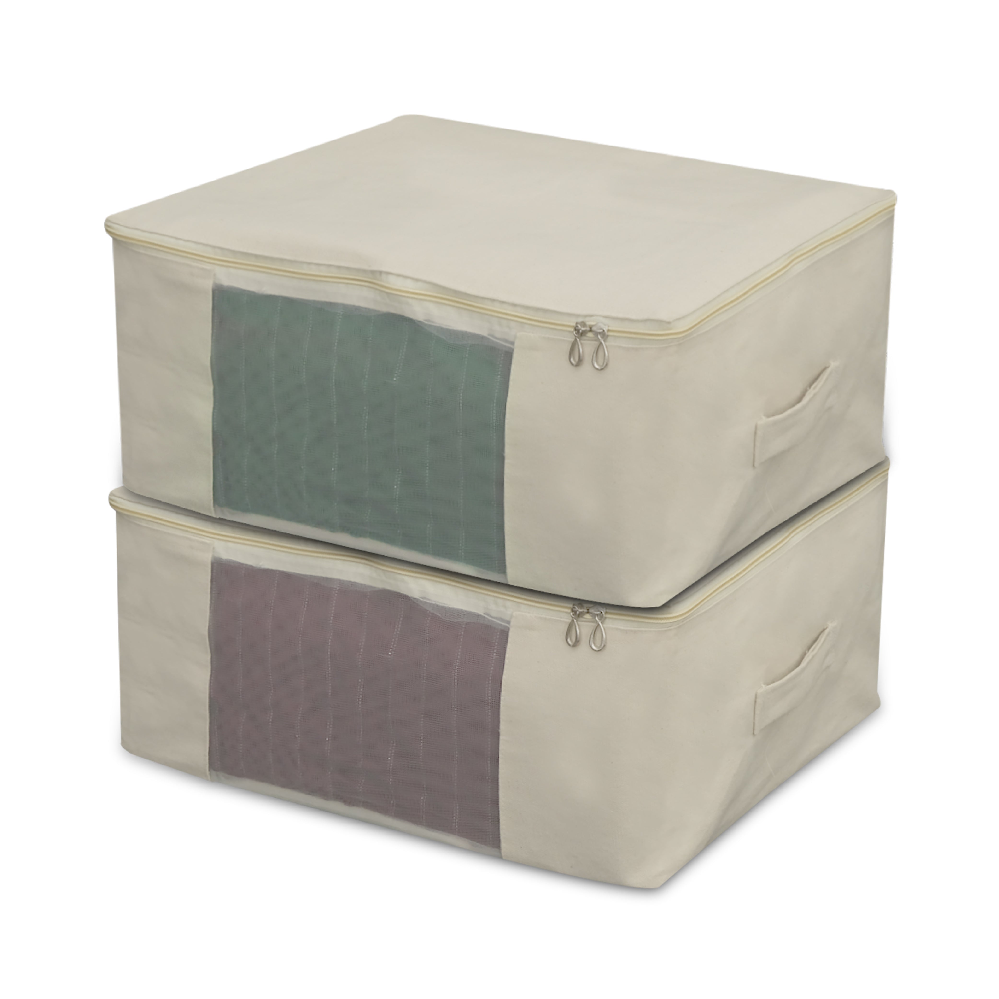 SUPPLY STREETS Cotton Canvas Clothes Storage Bags/Saree Covers with Zip for Storage Specially Design for Woman Dresses, Sarees, Lehengas for Wardrobe Organizer (17 x 14 x 7 Inch)