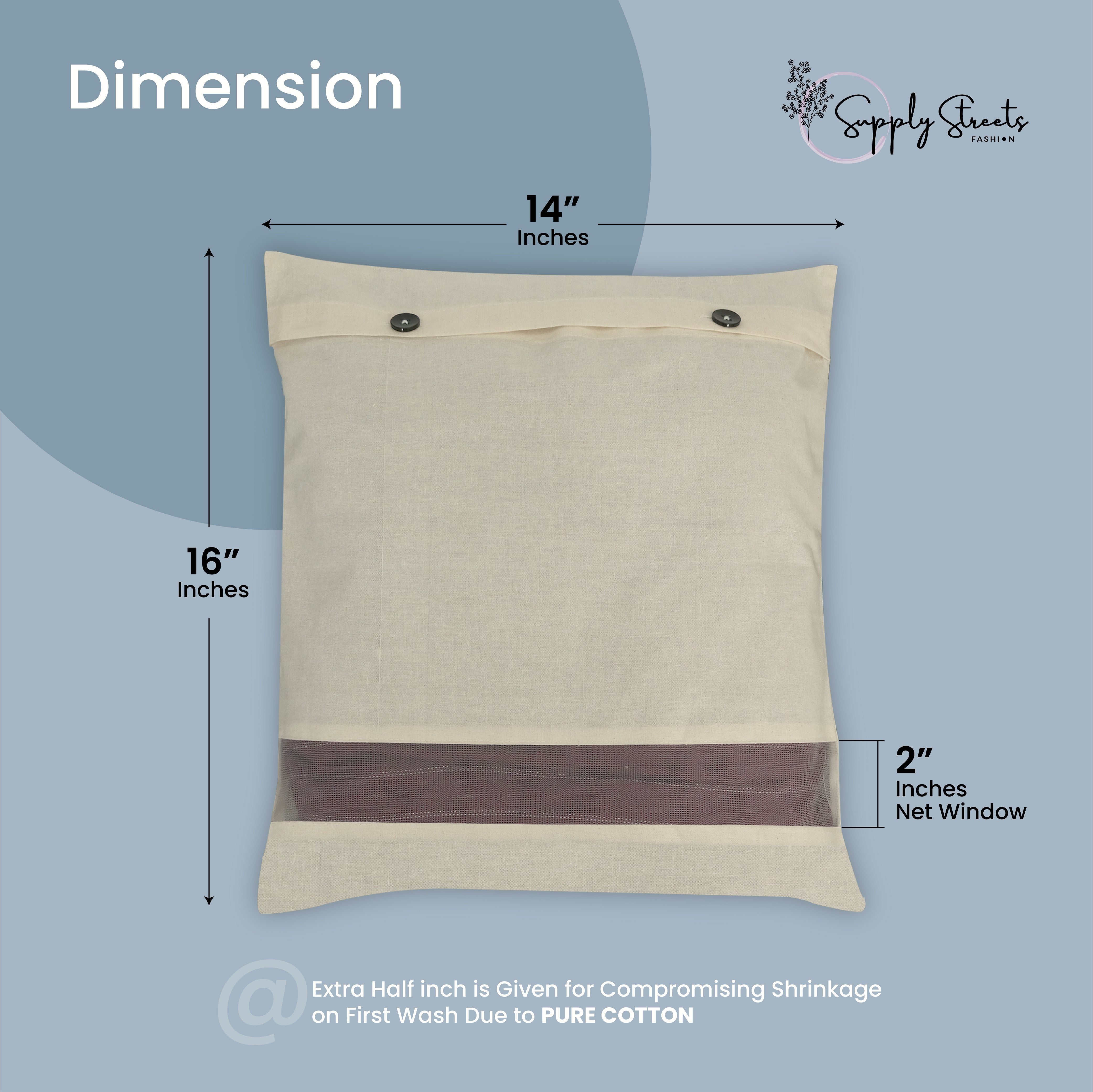 Cotton Saree Bags/Covers for Storage Big size single (16.5 x 14.5 Inches) with button Closure for Clothes Bags and Wardrobe Organizer with Transparent mesh window