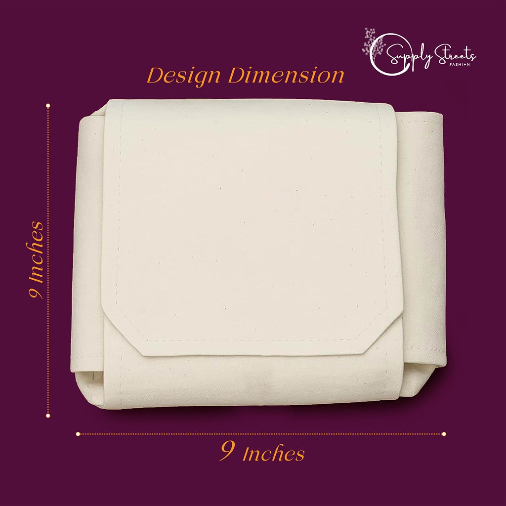 SUPPLY STREETS Premium 100% Cotton Roti Cover for Kitchen | Washable Chapati Paratha Storage Cover | Soft & Breathable Fabric single 9x7 inches pack of 2 pcs
