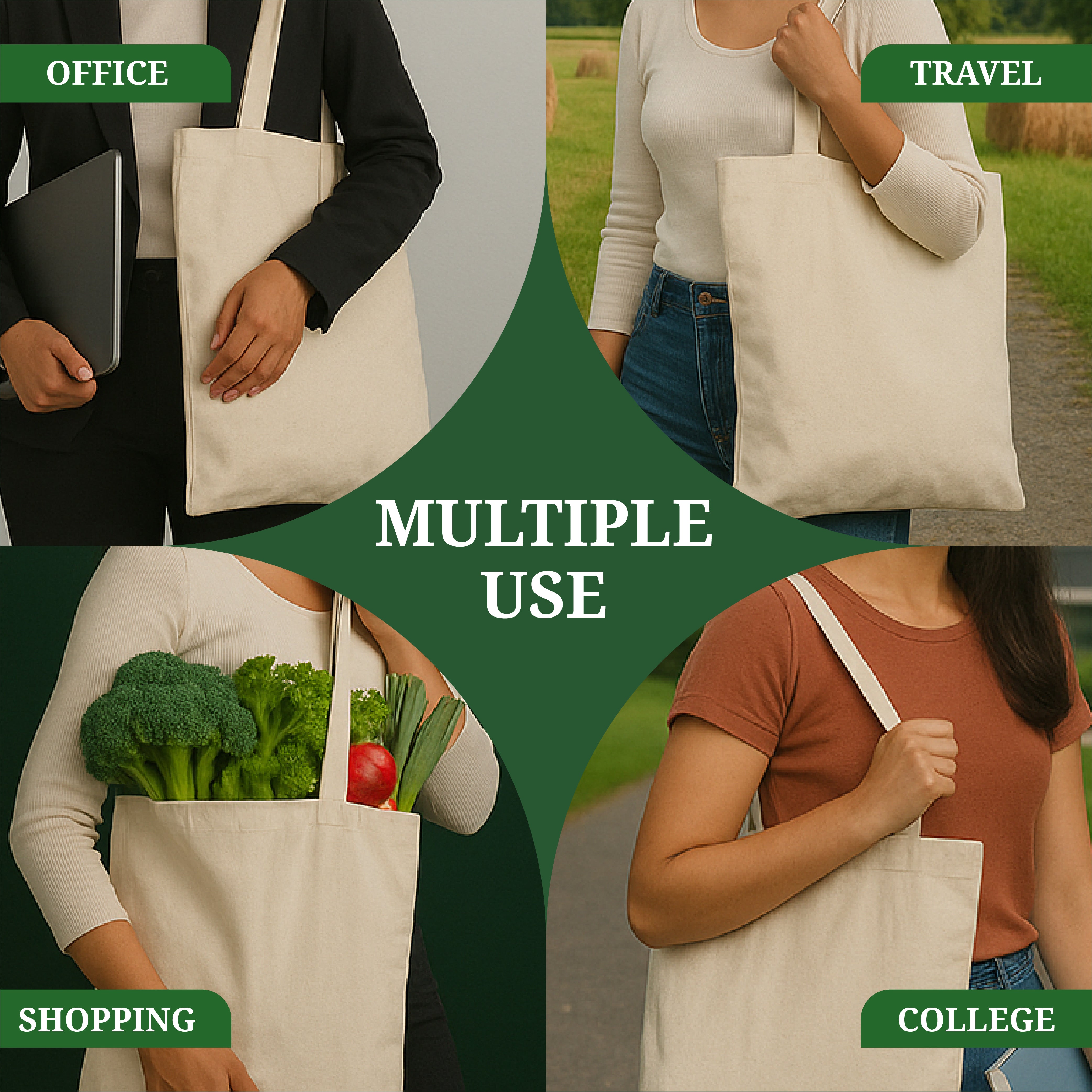 Plain Cotton Tote Bags | Durable & Eco-Friendly Shopping Bags | Perfect for DIY, Gifting & Branding